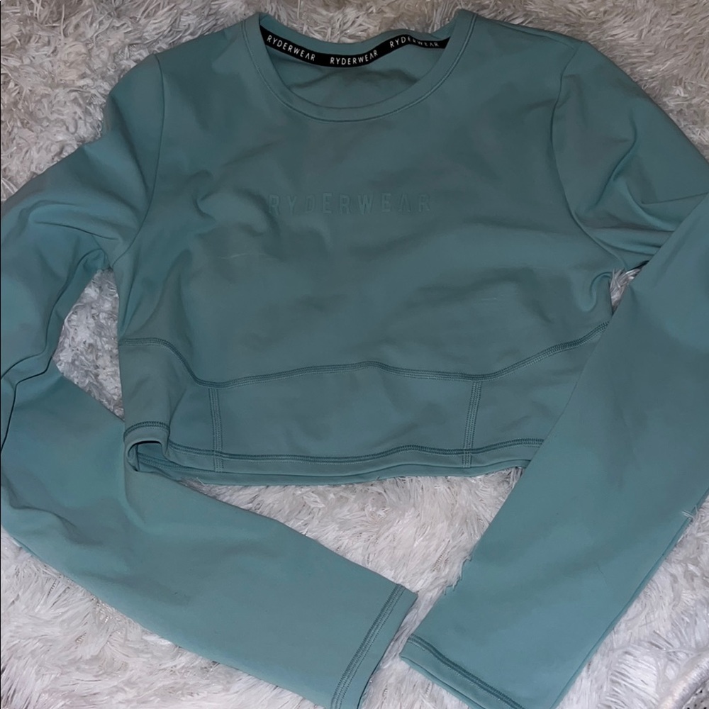 Ryderwear Teal Long Sleeve Crop Top